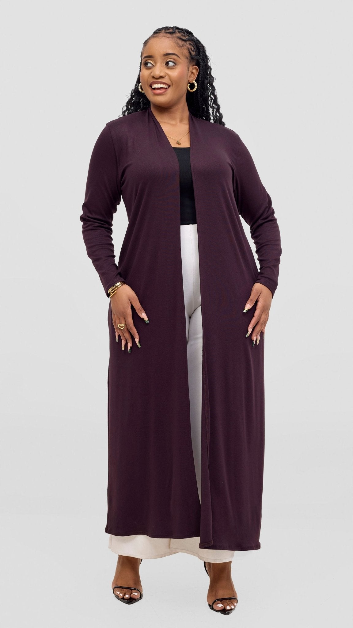 Vivo Basic Leila Maxi Waterfall - Chocolate Brown - Shopzetu