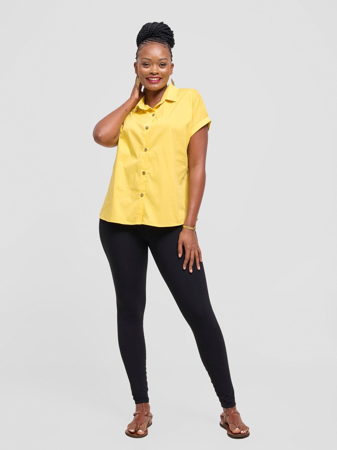 Safari Zene Drop Shoulder Top - Mustard - Shopzetu