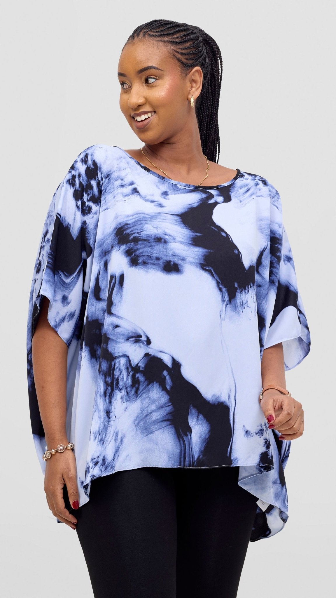 Vivo Maisha Top & Pant Set - White / Blue Print - Shopzetu