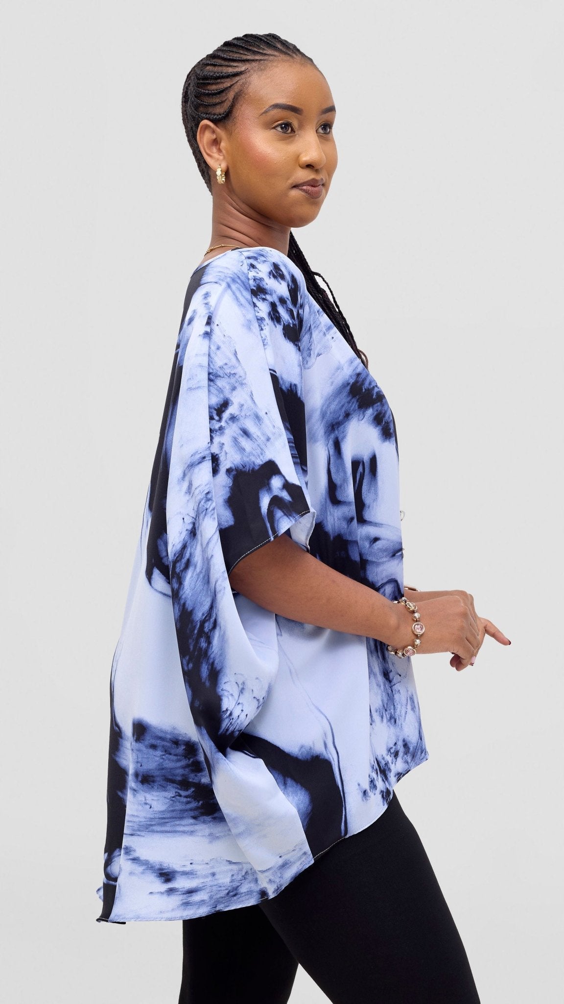 Vivo Maisha Top & Pant Set - White / Blue Print - Shopzetu