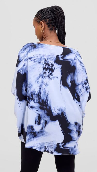 Vivo Maisha Top & Pant Set - White / Blue Print - Shopzetu
