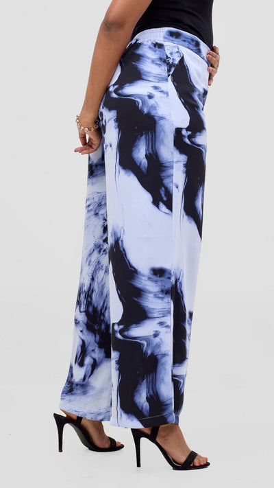 Vivo Maisha Top & Pant Set - White / Blue Print - Shopzetu