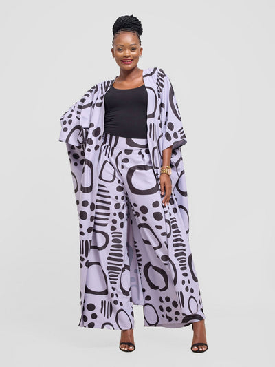 Vivo Ayla Crepe Pants - Lilac / Black Hawa Print - Shopzetu