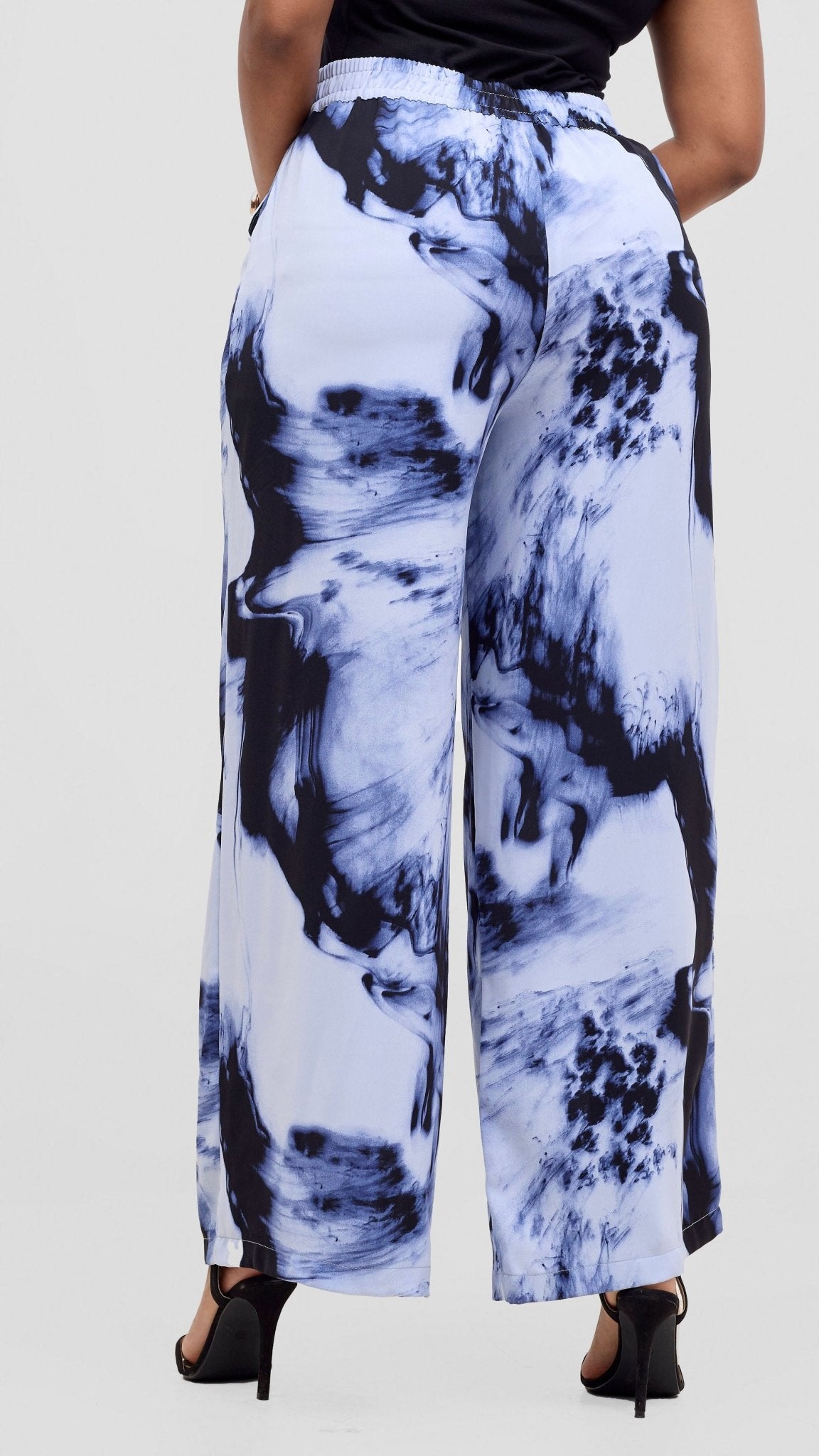 Vivo Maisha Top & Pant Set - White / Blue Print - Shopzetu