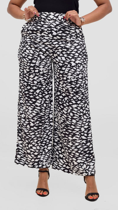 Vivo Samira Pants - White / Black Print - Shopzetu