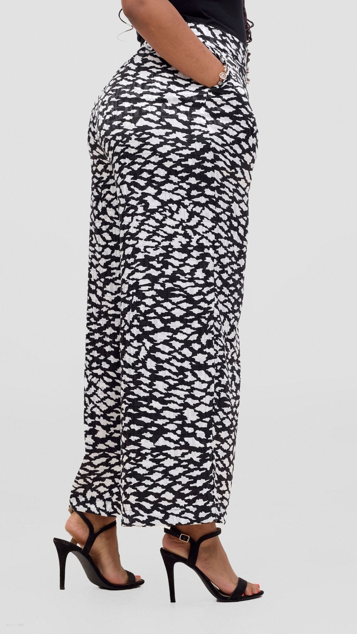 Vivo Samira Pants - White / Black Print - Shopzetu