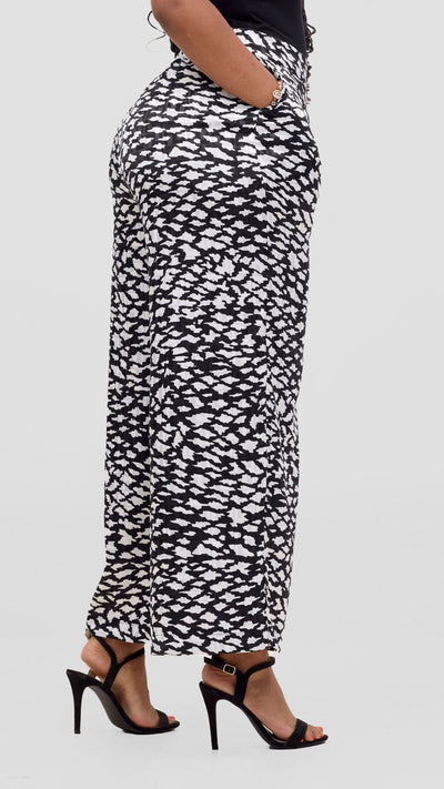 Vivo Samira Pants - White / Black Print - Shopzetu