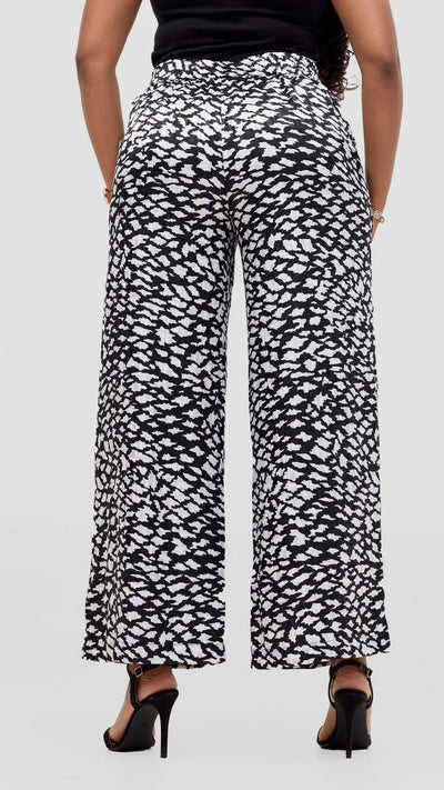 Vivo Samira Pants - White / Black Print - Shopzetu