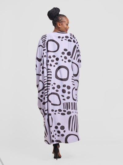 Vivo Ayla Maxi Kimono - Lilac / Black Hawa Print - Shopzetu