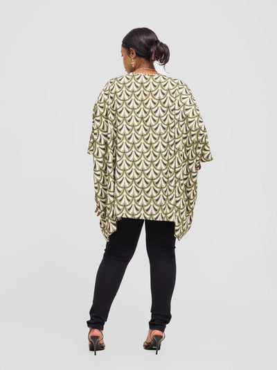 Vivo Liv Wide Crepe Top - Hunters / Black Mandy Print - Shopzetu