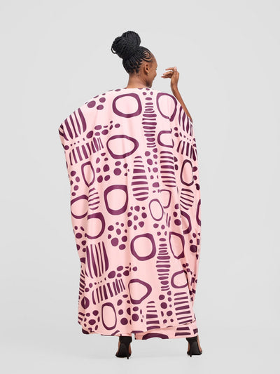 Vivo Ayla Maxi Kimono - Pink / Burgundy Hawa Print - Shopzetu