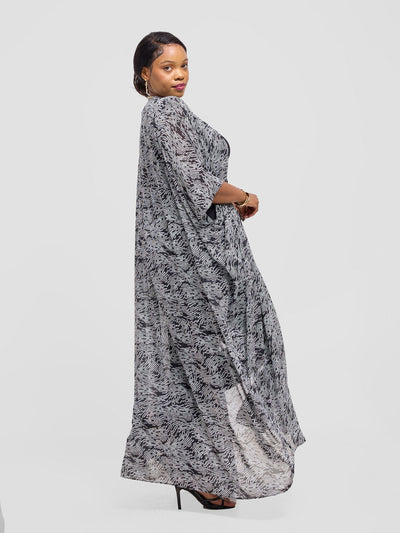 Vivo Muna Chiffon Kimono - Black Mimo print - Shopzetu