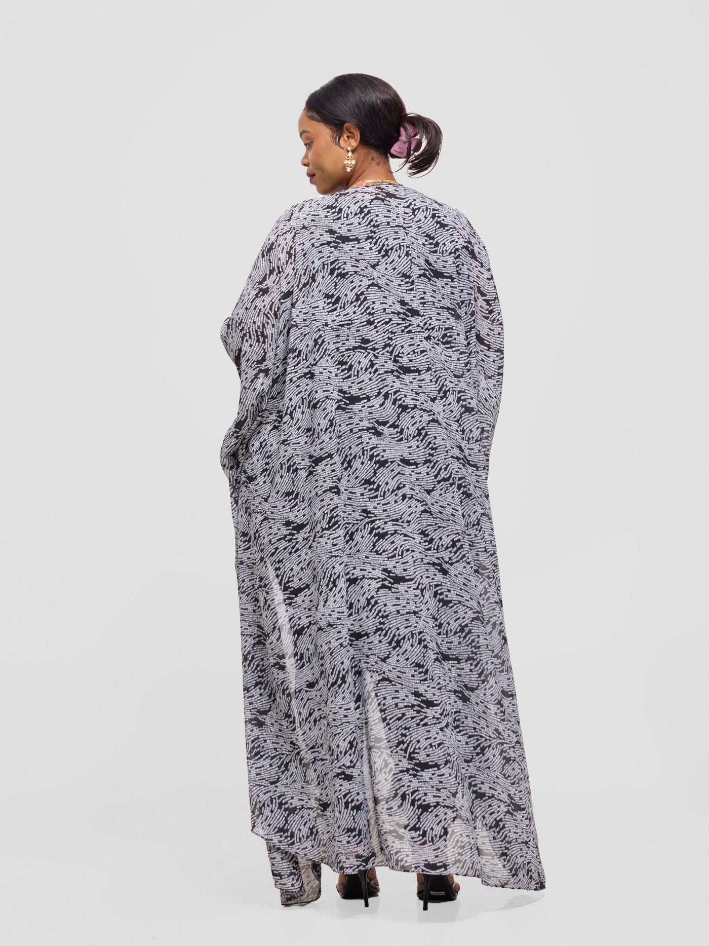 Vivo Muna Chiffon Kimono - Black Mimo print - Shopzetu