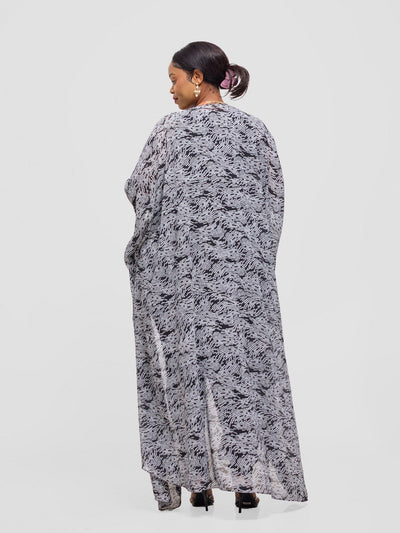 Vivo Muna Chiffon Kimono - Black Mimo print - Shopzetu