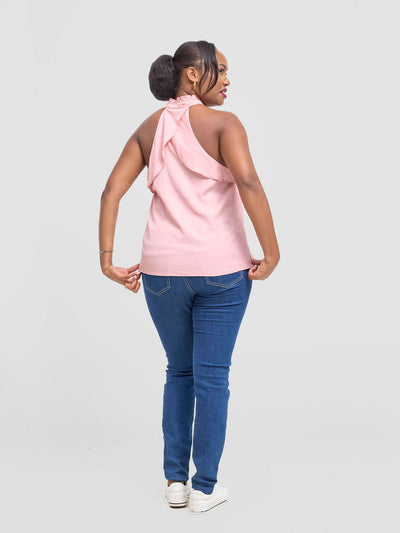 Hekaya Halter Neck Ruffle Blouse - Pink - Shopzetu