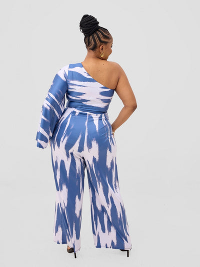 Vivo Yene Jumpsuit - White / Teal Shibori Print - Shopzetu