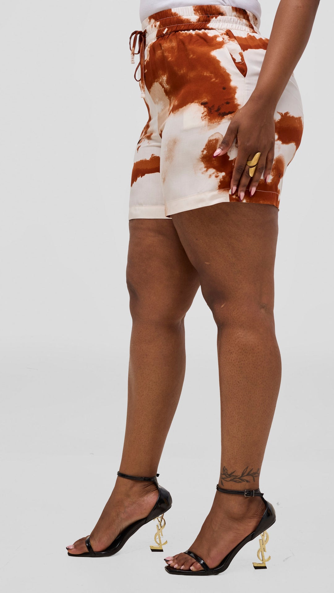 Vivo Talia Kimono & Shorts Set - Cream / Rust Print