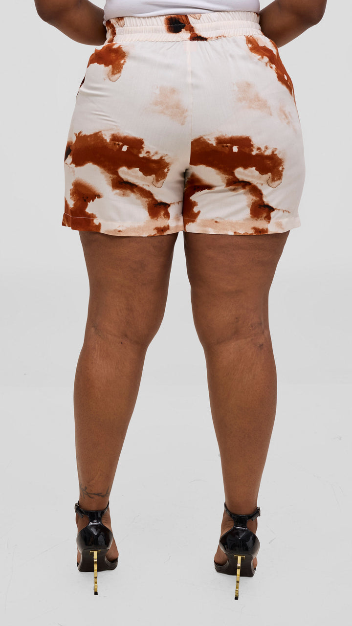 Vivo Talia Kimono & Shorts Set - Cream / Rust Print
