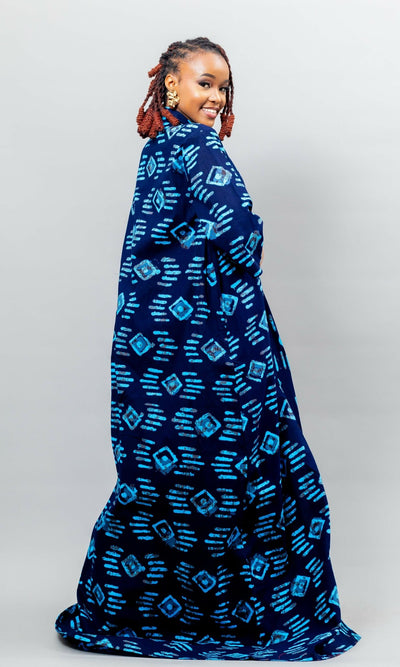 Afriwia Zuri African Print Kimono - Blue - Shopzetu