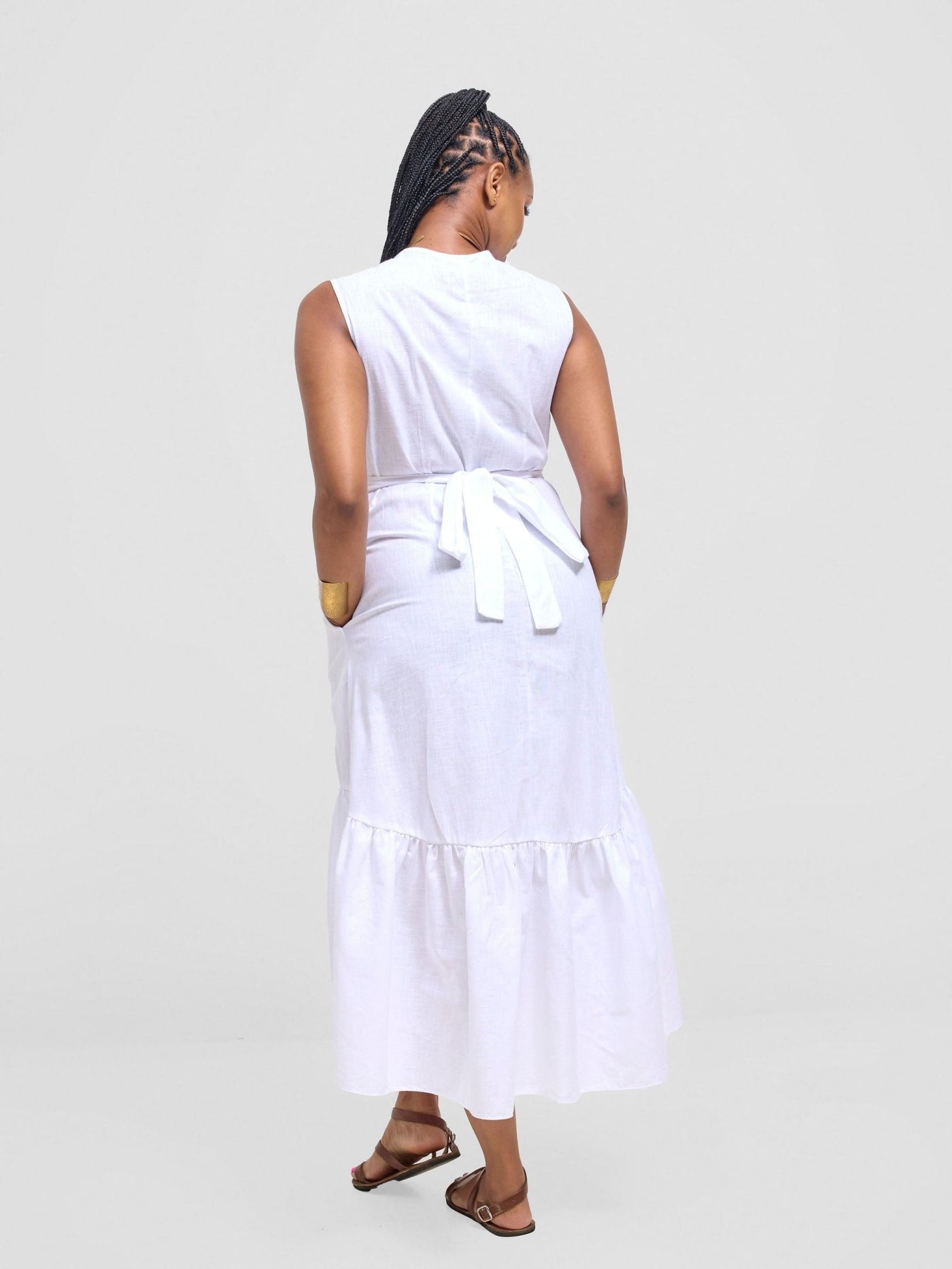Safari Savannah Midi Wrap Dress - White - Shopzetu