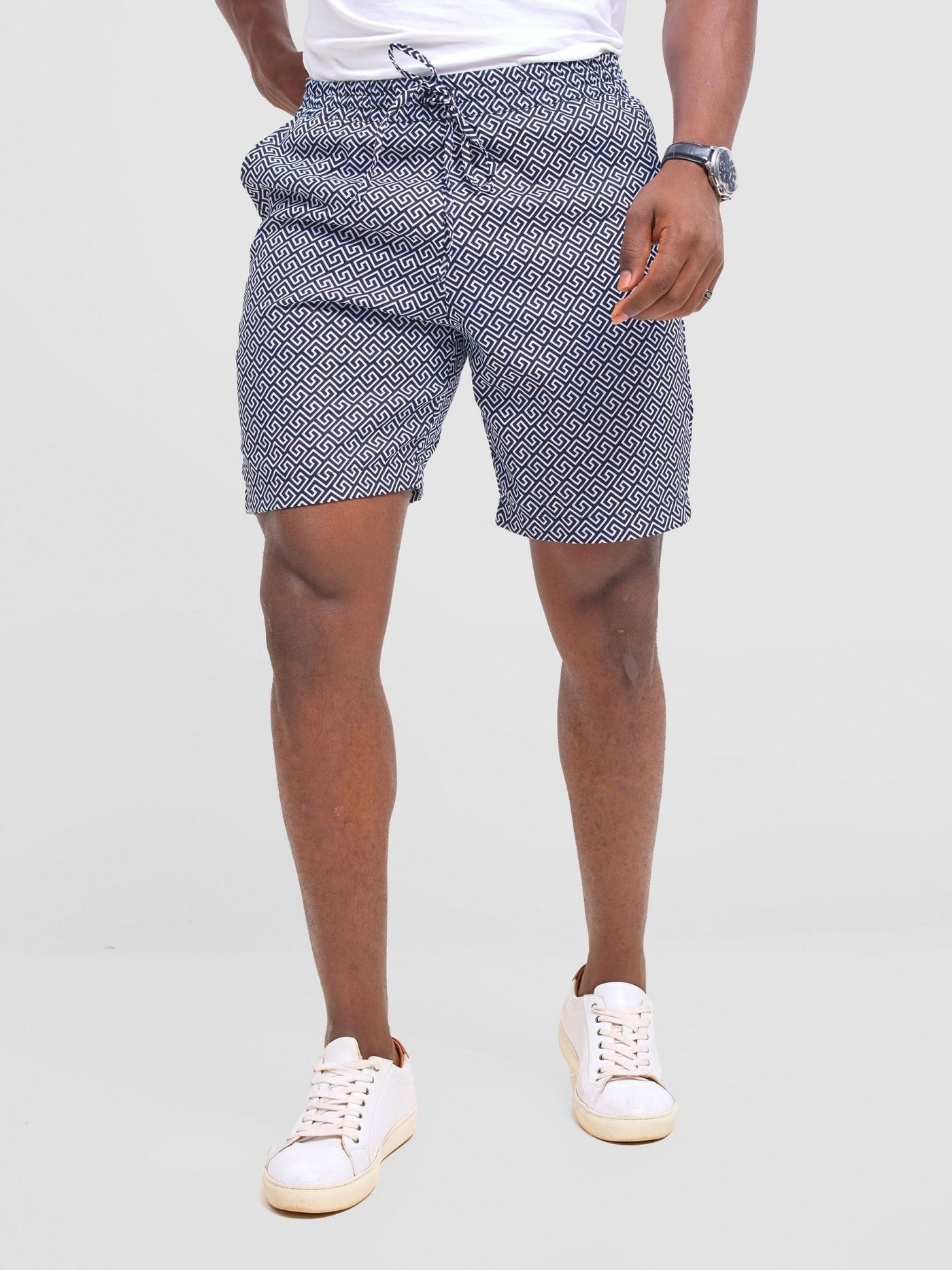 Safari Men Drawstring Shorts - Himo Print - Shopzetu