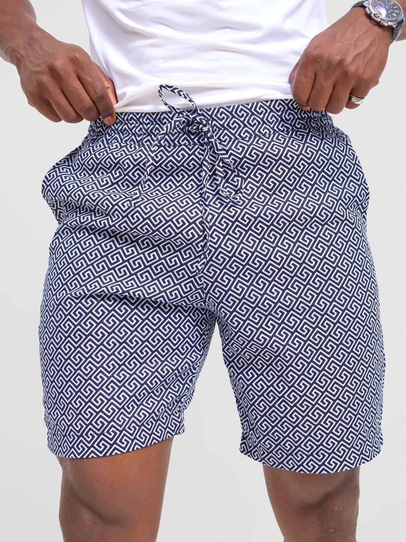 Safari Men Drawstring Shorts - Himo Print - Shopzetu