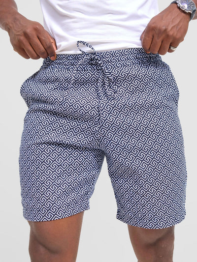 Safari Men Drawstring Shorts - Himo Print - Shopzetu