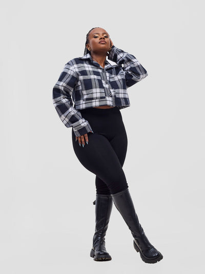 Zoya Aridi Cropped Jacket - Black / White - Shopzetu