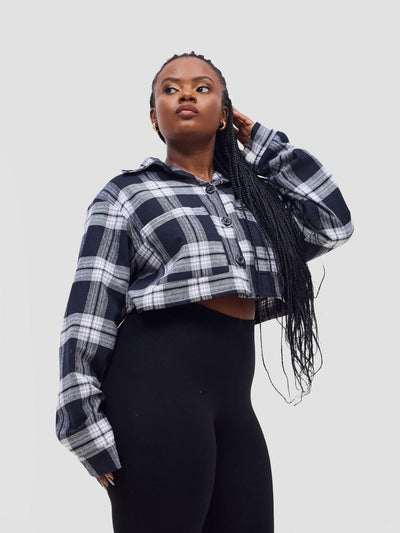 Zoya Aridi Cropped Jacket - Black / White - Shopzetu