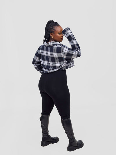 Zoya Aridi Cropped Jacket - Black / White - Shopzetu