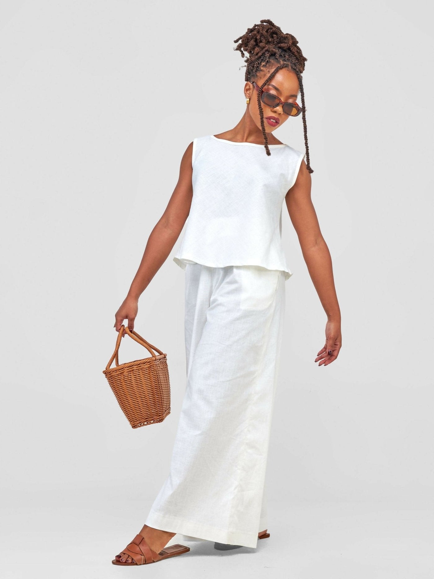 WSC Pambo Izulu Epiya Pants Set - Cream White Print - Shopzetu