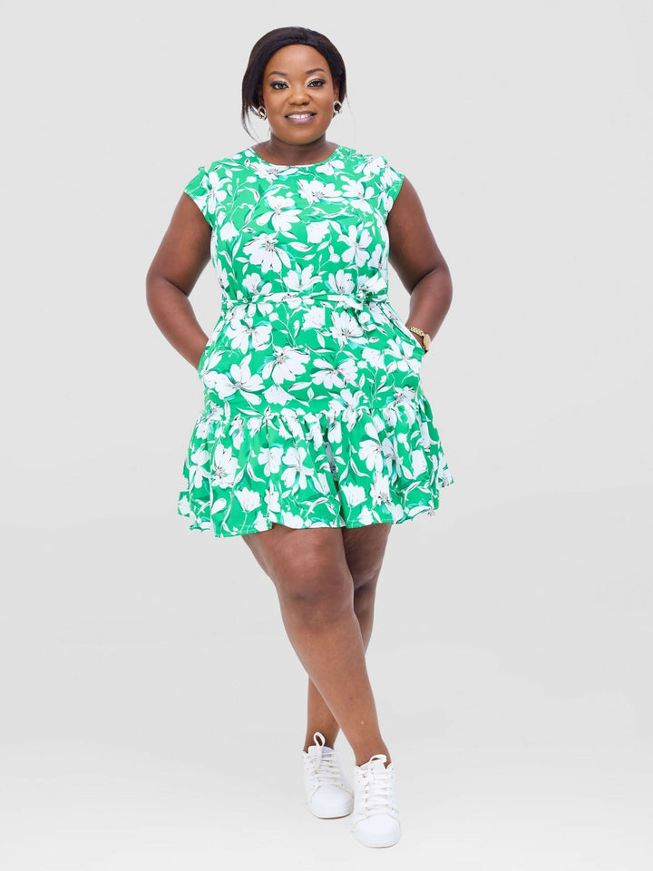 Lizola Ugoulo Shirt Dress - Green / White / Black - Shopzetu
