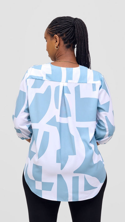 Vivo Dua Shirt - White / Mint Dashen Print - Shopzetu
