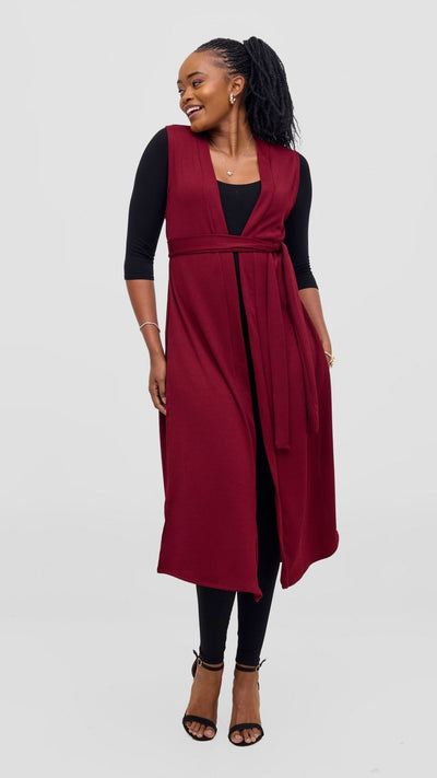 Vivo Chela Sleeveless Waterfall - Maroon - Shopzetu