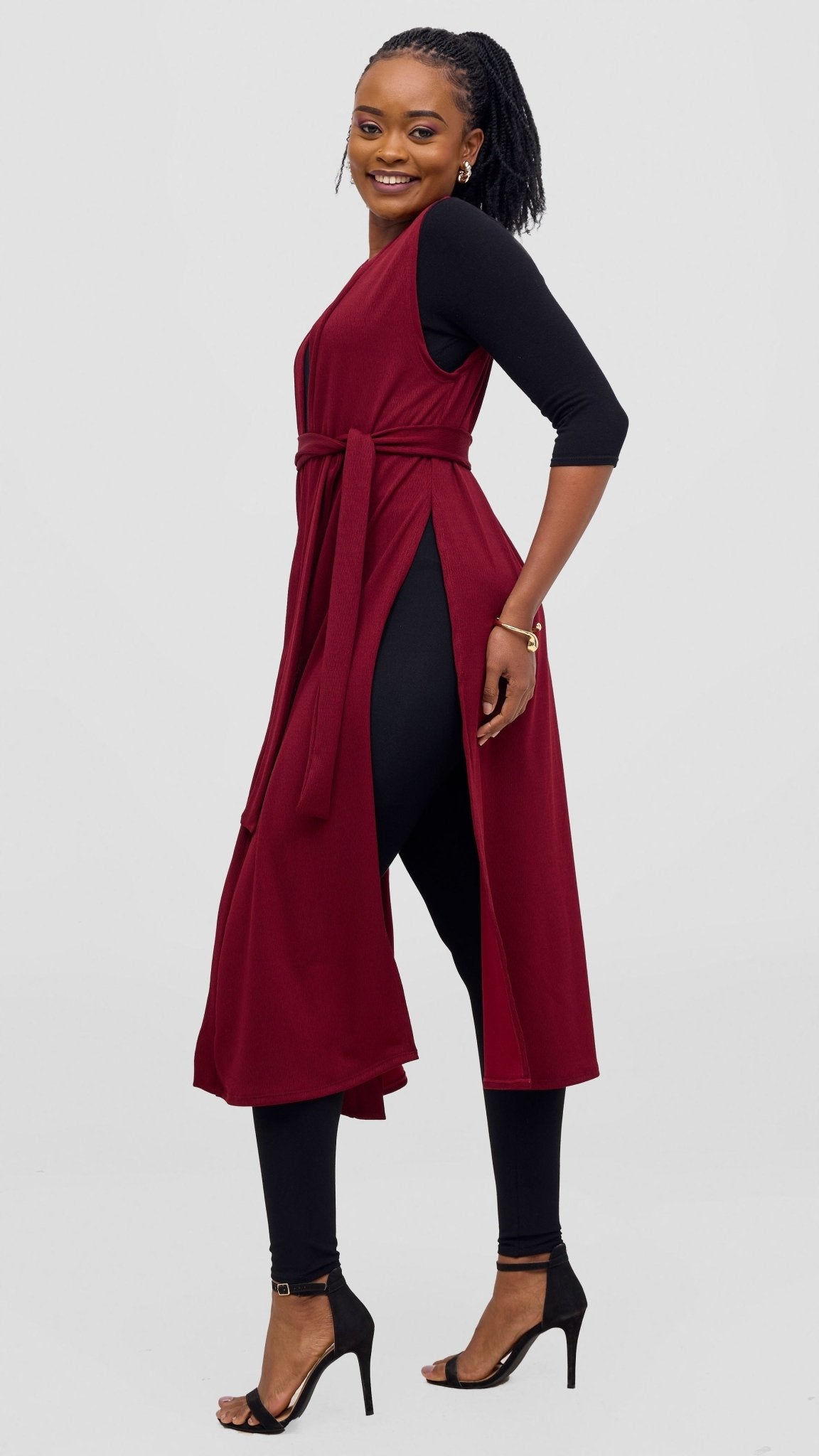 Vivo Chela Sleeveless Waterfall - Maroon - Shopzetu