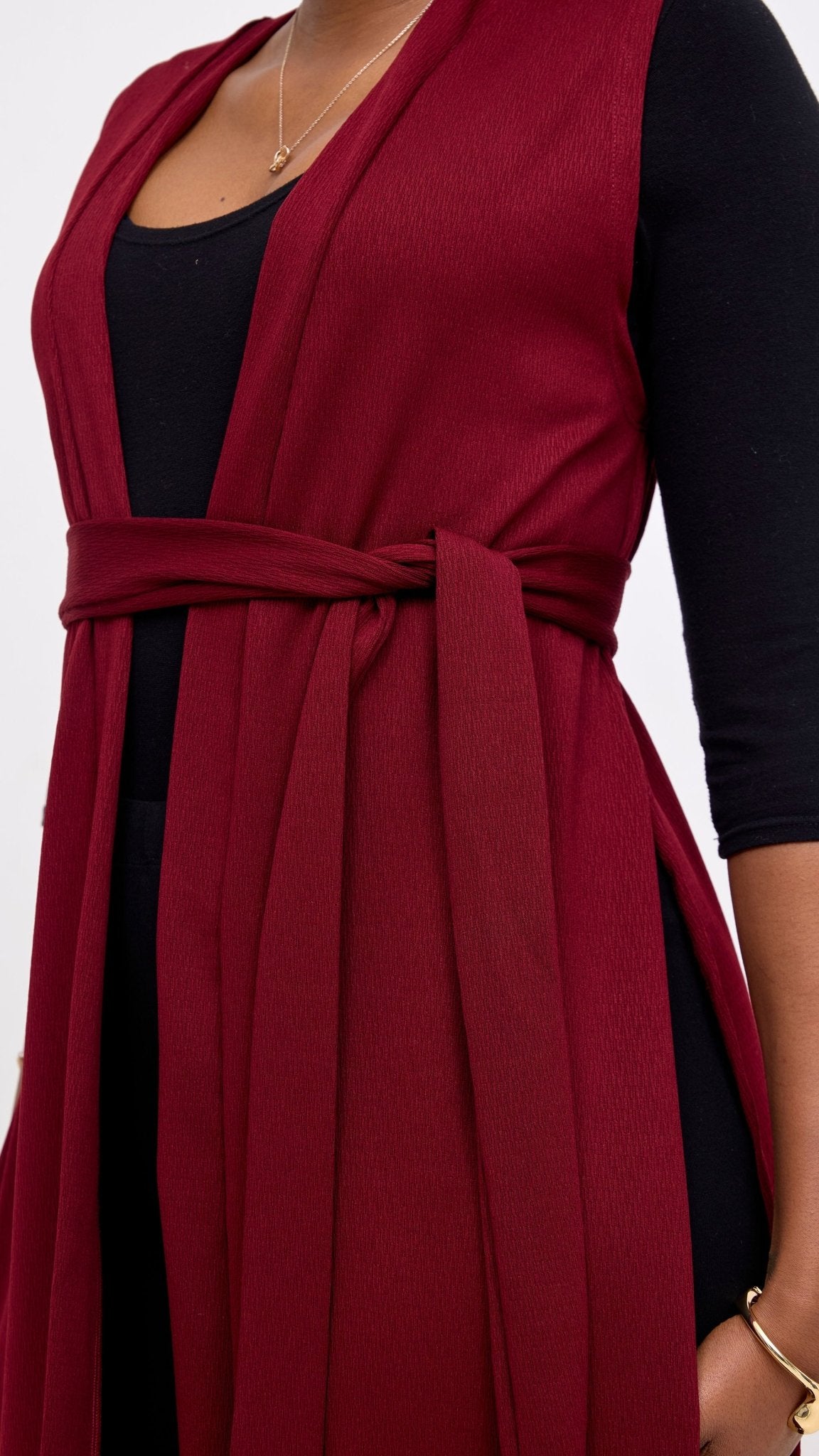 Vivo Chela Sleeveless Waterfall - Maroon - Shopzetu