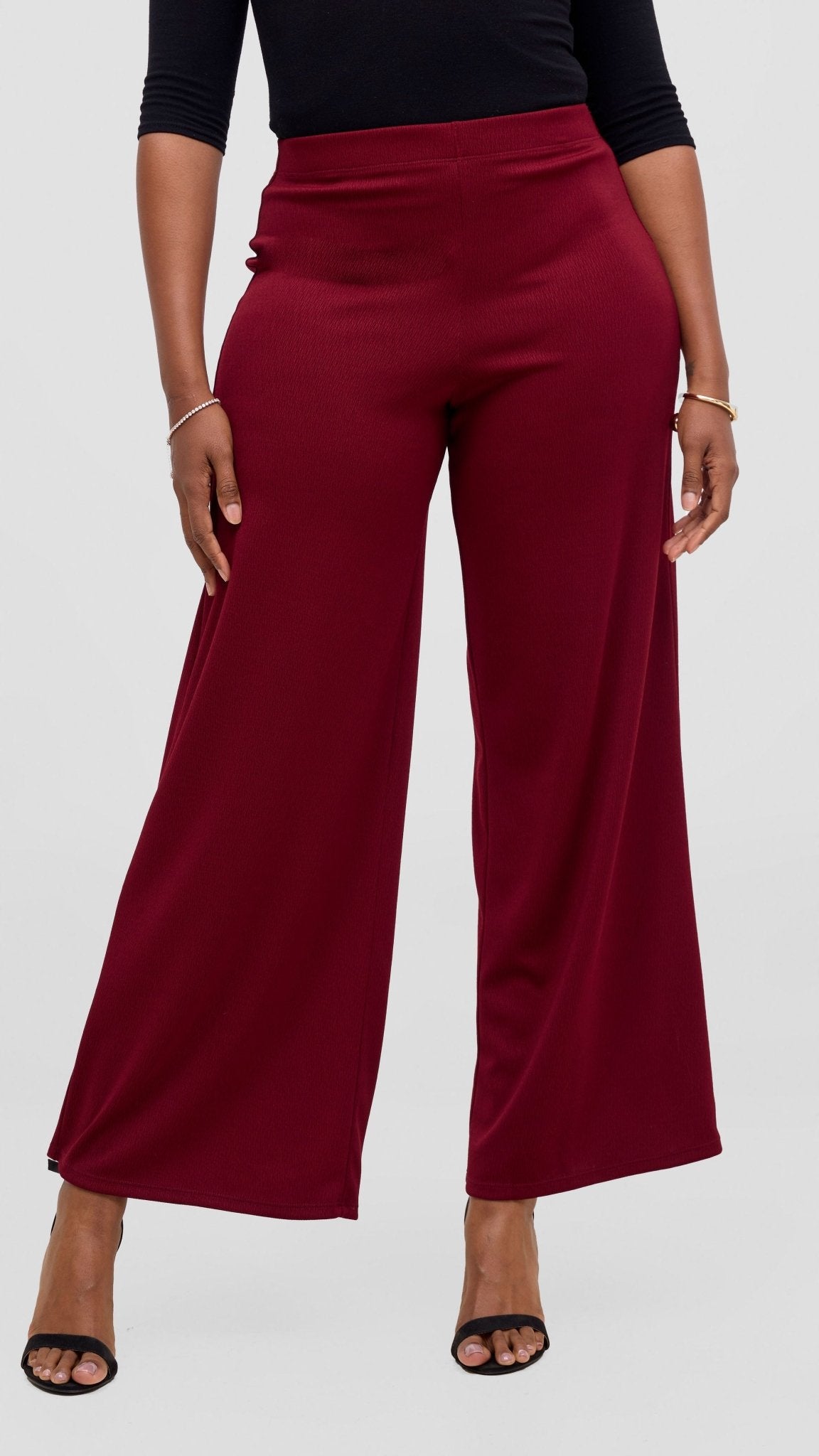 Vivo Chela Wide Leg Pants - Maroon - Shopzetu