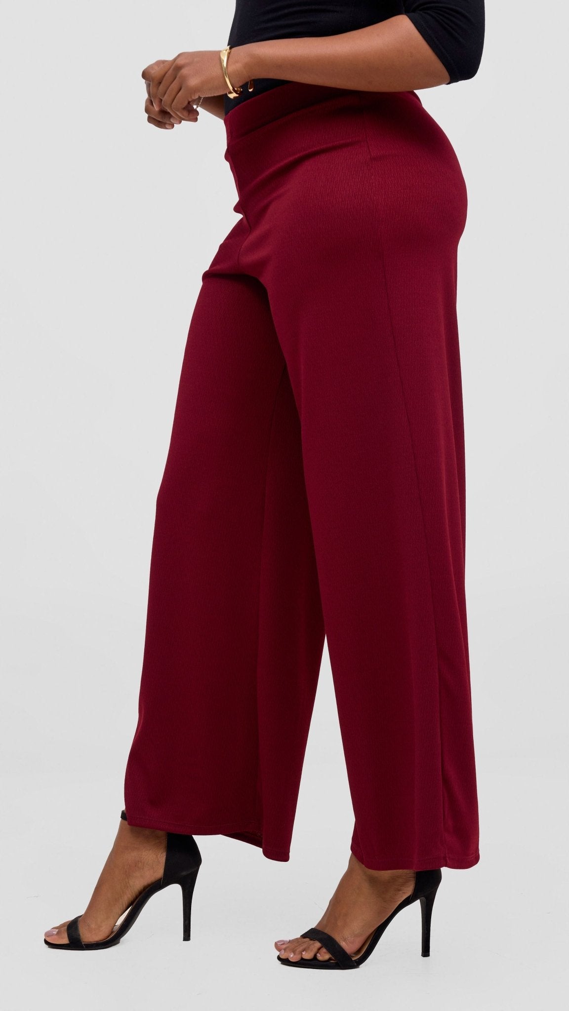 Vivo Chela Wide Leg Pants - Maroon - Shopzetu