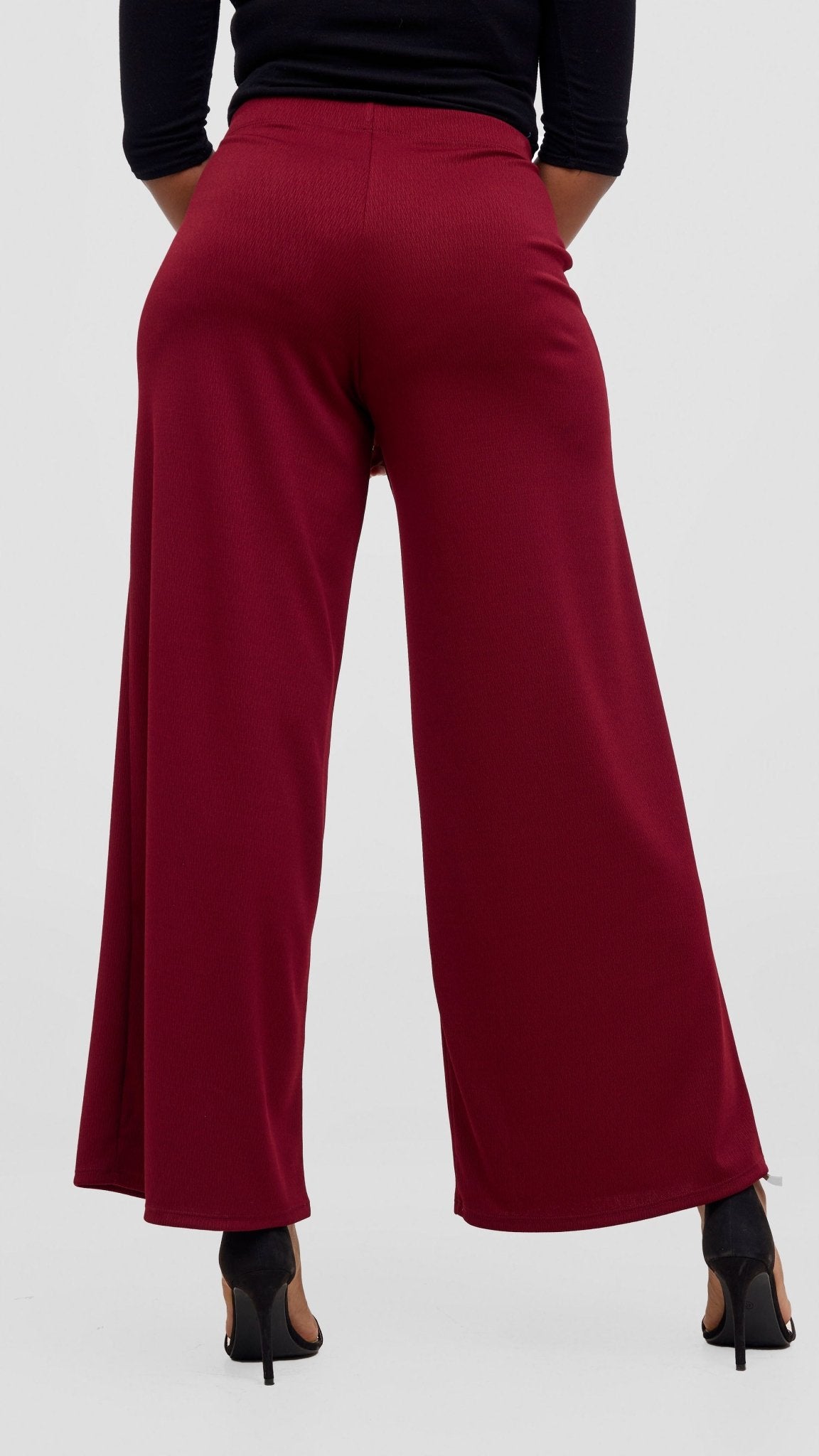 Vivo Chela Wide Leg Pants - Maroon - Shopzetu
