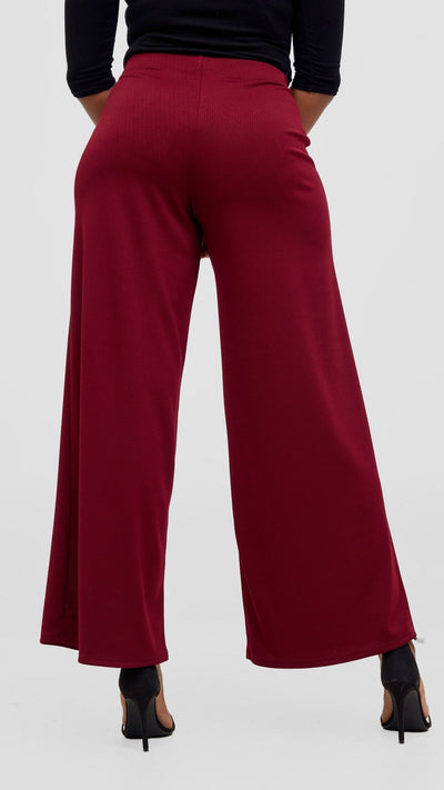 Vivo Chela Wide Leg Pants - Maroon - Shopzetu