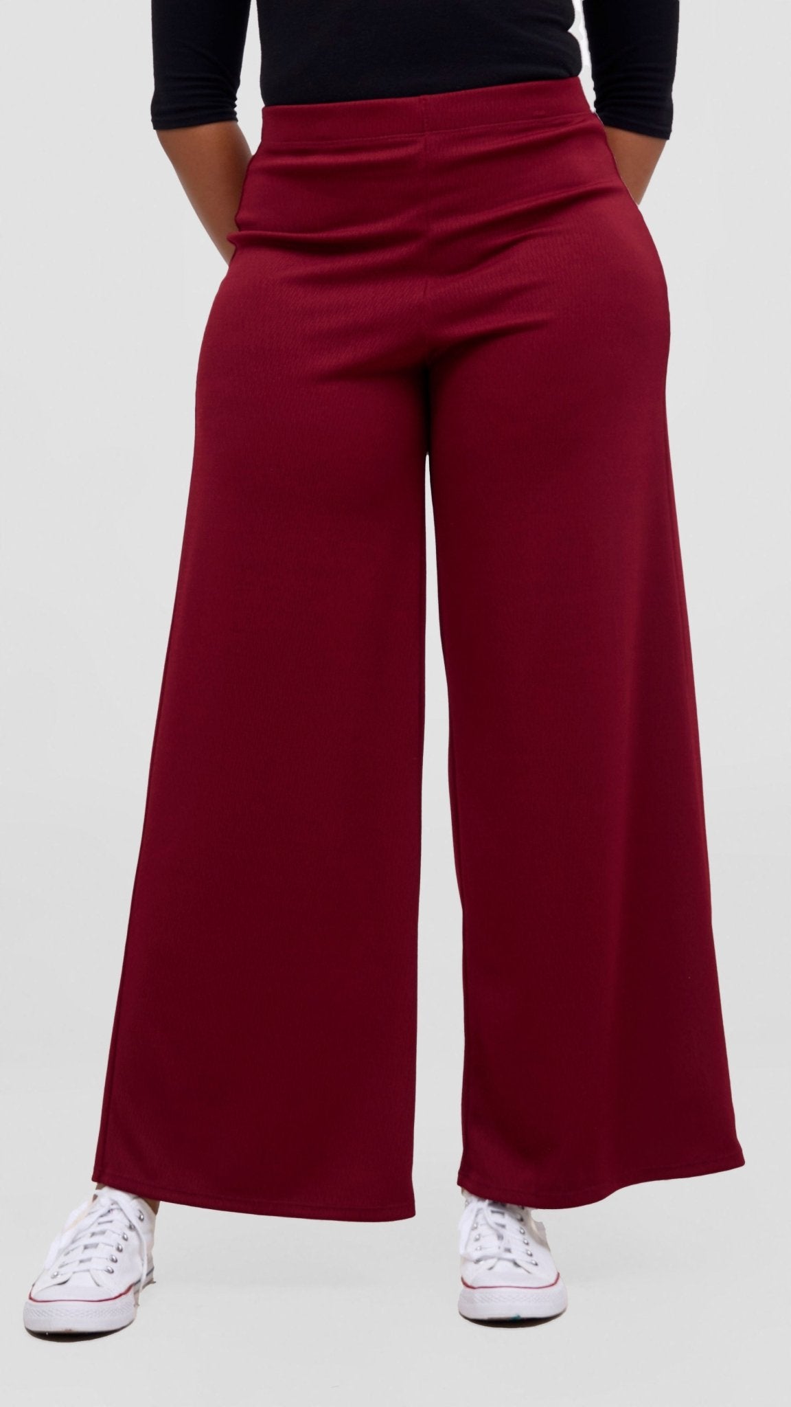 Vivo Chela Wide Leg Pants - Maroon - Shopzetu