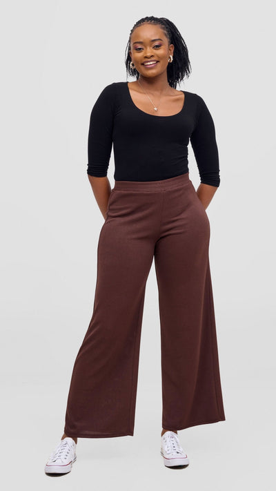 Vivo Rema Straight Leg Pants - Chocolate - Shopzetu