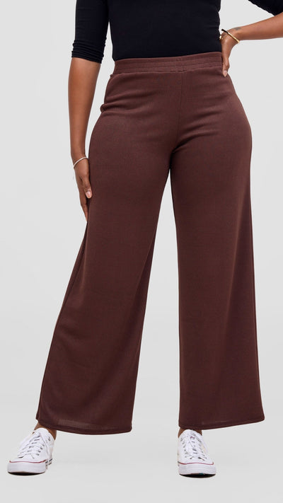 Vivo Rema Straight Leg Pants - Chocolate - Shopzetu