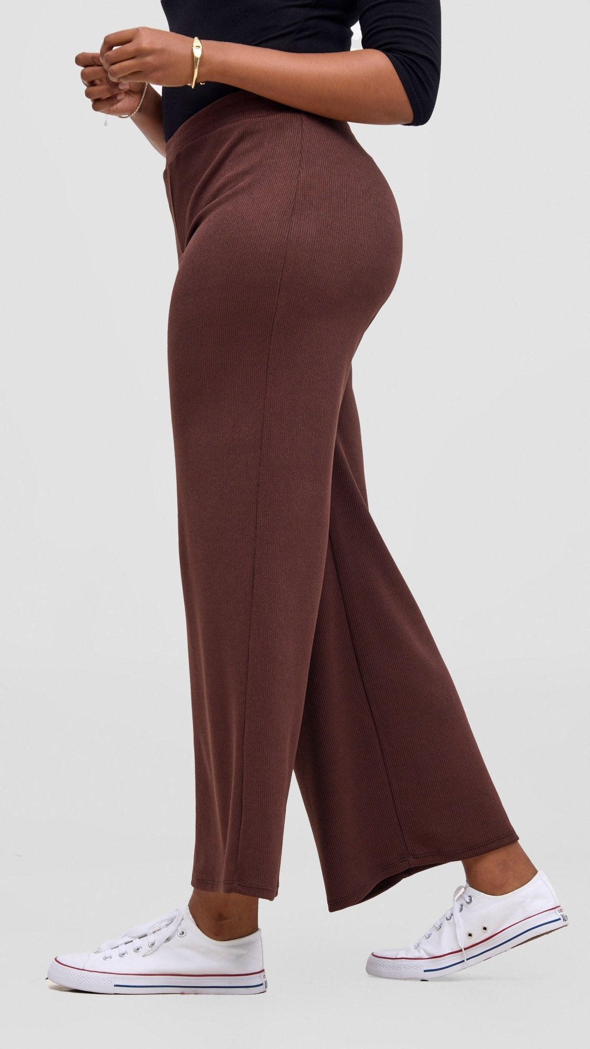 Vivo Rema Straight Leg Pants - Chocolate - Shopzetu