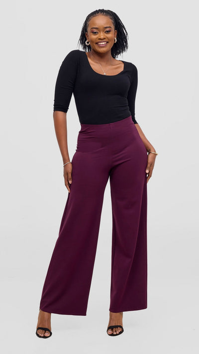Vivo Rema Straight Leg Pants - Chocolate - Shopzetu
