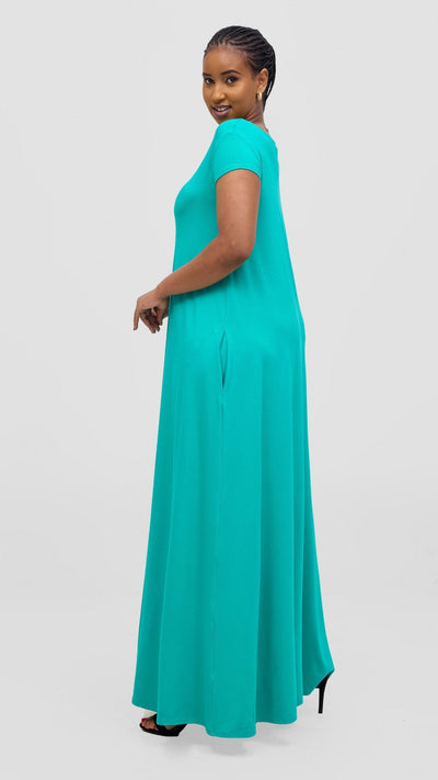Vivo Leila Cap Sleeve Tent Maxi Dress - Sea Green - Shopzetu