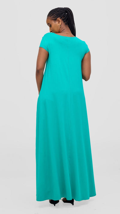 Vivo Leila Cap Sleeve Tent Maxi Dress - Sea Green - Shopzetu