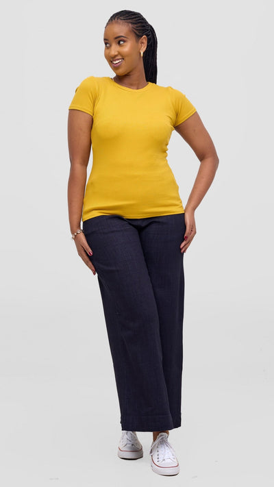 Vivo Ari Short Sleeve Top - Mustard - Shopzetu