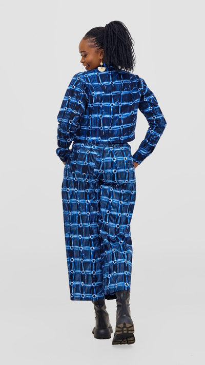 Safari Tara Barell Pants - Light Blue / Navy Dire Print - Shopzetu