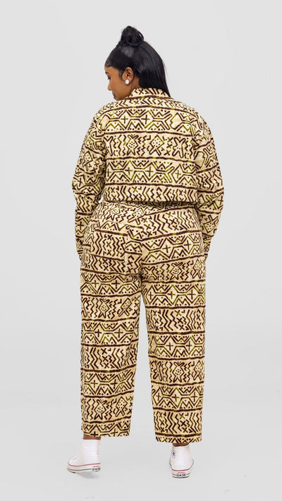 Safari Tara Crop Shacket - Olive / Brown Khoi Print - Shopzetu